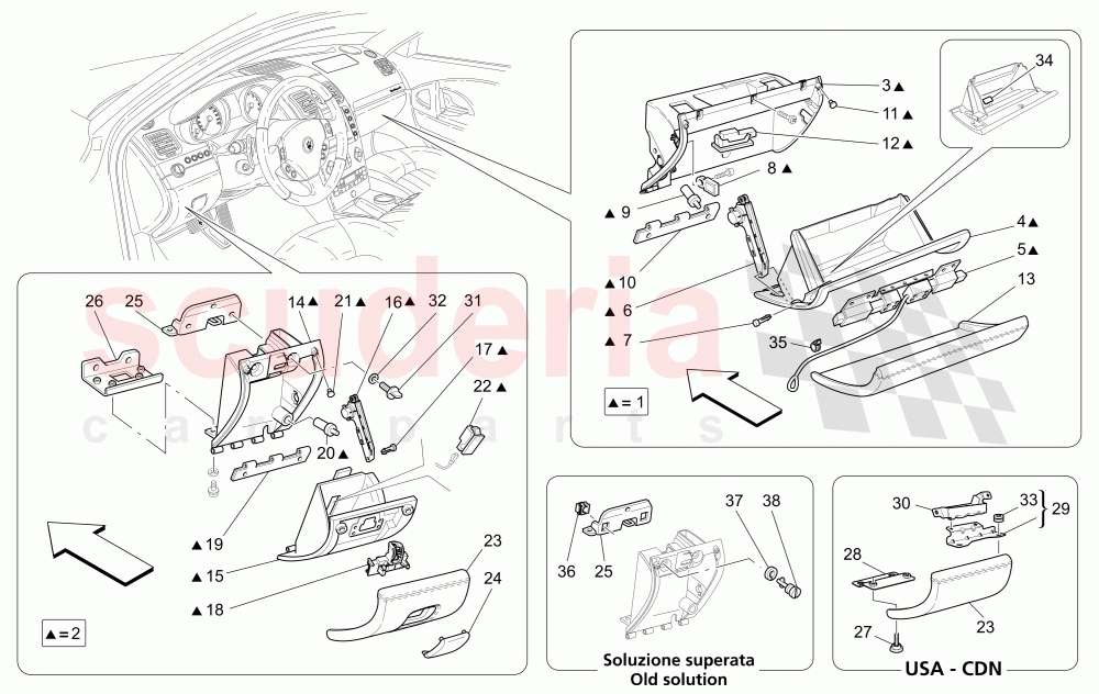 GLOVE COMPARTMENTS of Maserati Maserati Quattroporte (2008-2012) 4.2