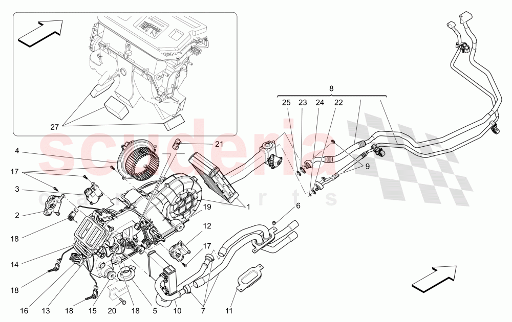 A/C UNIT: TUNNEL DEVICES (Available with: FOUR-ZONE AUTOMATIC CLIMA) of Maserati Maserati Quattroporte (2013-2016) Diesel