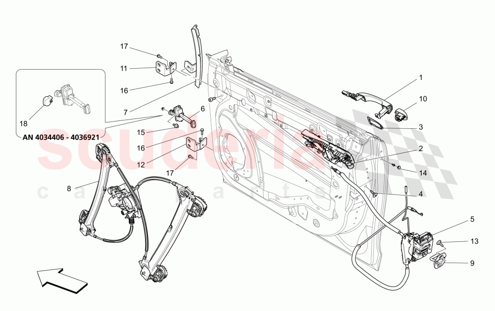 FRONT DOORS: MECHANISMS (Not available with: CENTRALIZED ELECTRICAL LOCKING) of Maserati Maserati Quattroporte (2013-2016) S Q4