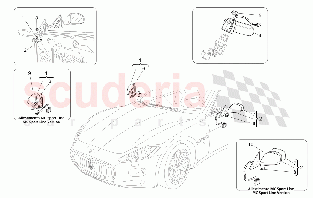 INTERNAL AND EXTERNAL REAR-VIEW MIRRORS of Maserati Maserati GranCabrio (2013+)