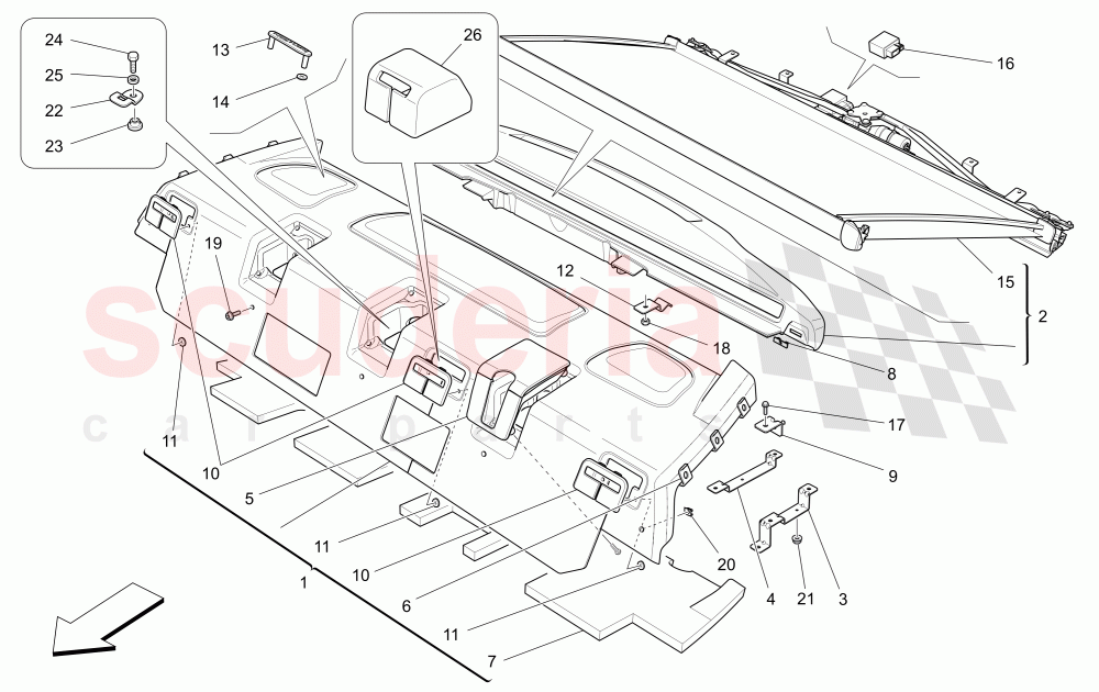 REAR PARCEL SHELF (Available with: POWER REAR SUNBLIND) of Maserati Maserati Ghibli (2017+) S