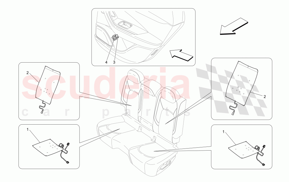 REAR SEATS: MECHANICS AND ELECTRONICS (Not available with: SPORT 8-WAY POWER FRONT SEATS, 12 WAYS WITH MEMORIES FOR LEVANTE MY18/19, SPORT EQUIPMENT) of Maserati Maserati Levante (2017+) Diesel