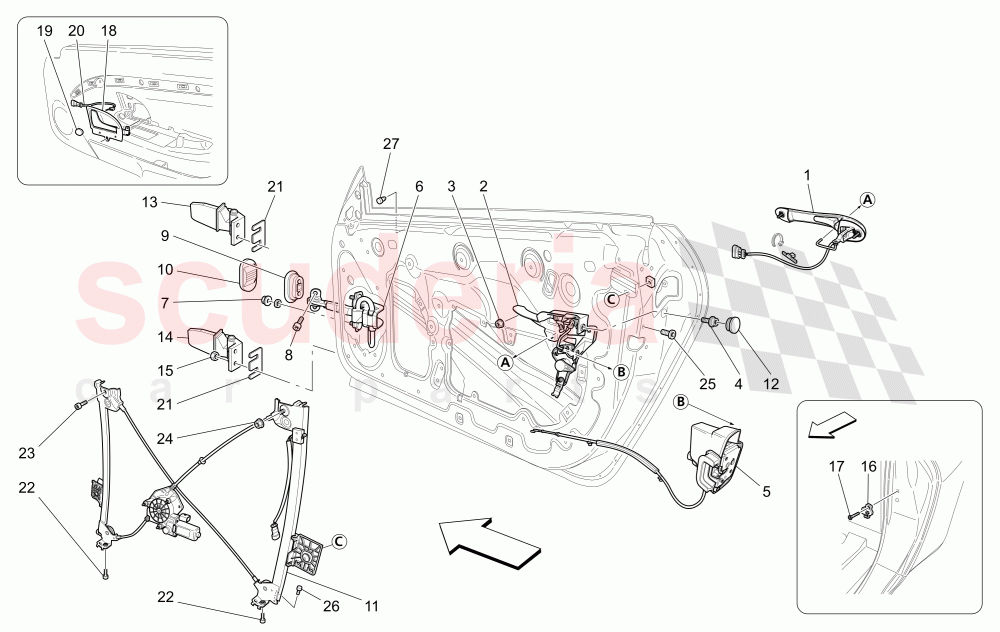 FRONT DOORS: MECHANISMS of Maserati Maserati GranTurismo (2012-2016) Sport CC