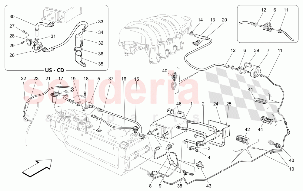 FUEL VAPOUR RECIRCULATION SYSTEM of Maserati Maserati Quattroporte (2008-2012) 4.2