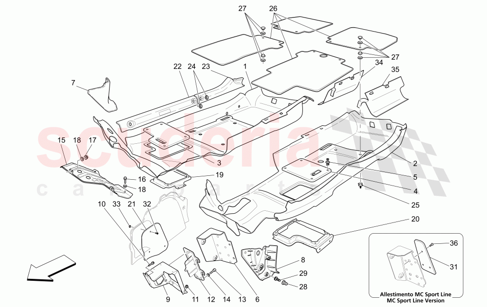 PASSENGER COMPARTMENT MATS (Not available with: CENTENNIAL INTERNALS, Special Edition) of Maserati Maserati GranTurismo (2011-2012) S