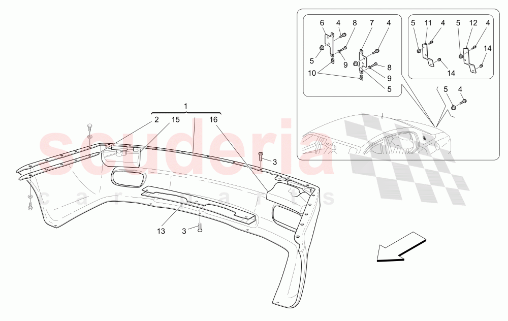 REAR BUMPER of Maserati Maserati Quattroporte (2003-2007) Auto
