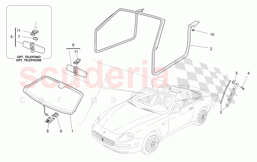 WINDOWS AND WINDOW STRIPS of Maserati Maserati 4200 Spyder (2005-2007) GT