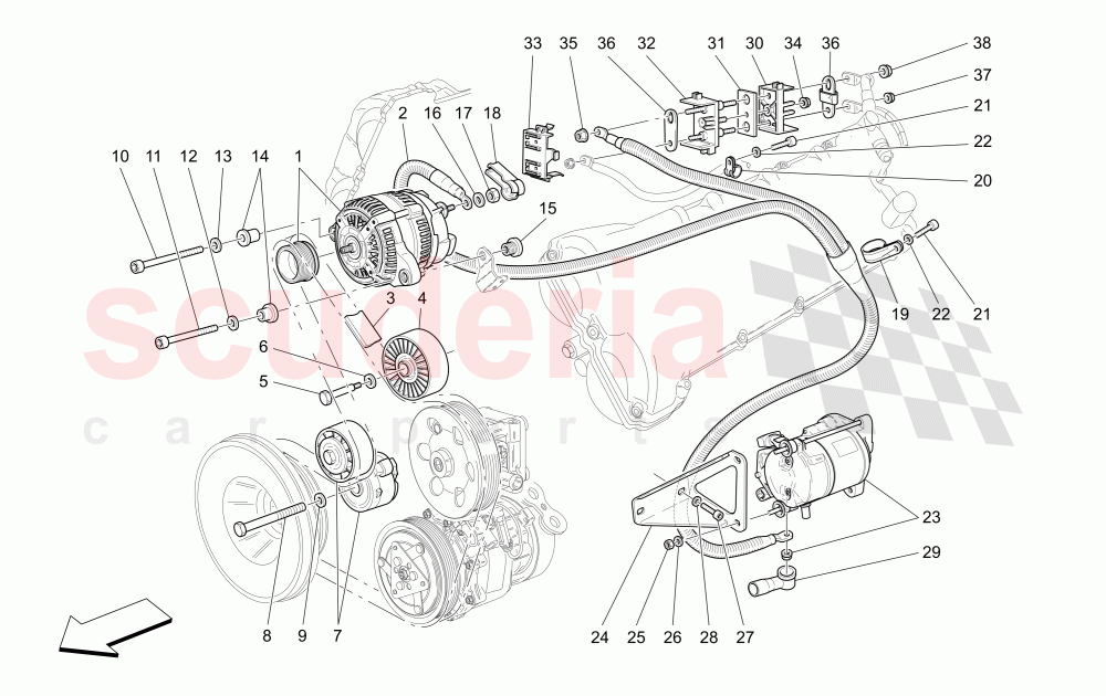 ALTERNATOR AND STARTING MOTOR of Maserati Maserati 4200 Coupe (2002-2004) GT