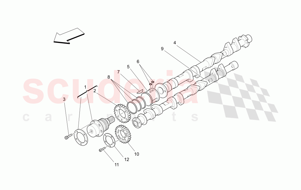 RH CYLINDER HEAD CAMSHAFTS of Maserati Maserati Quattroporte (2003-2007) DuoSelect