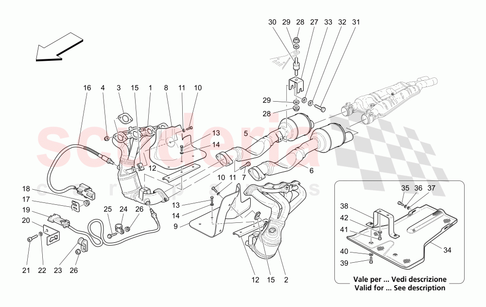 PRE-CATALYTIC CONVERTERS AND CATALYTIC CONVERTERS (Available with: "GranSport MC Victory" Version) of Maserati Maserati GranSport Coupe (2005-2007)