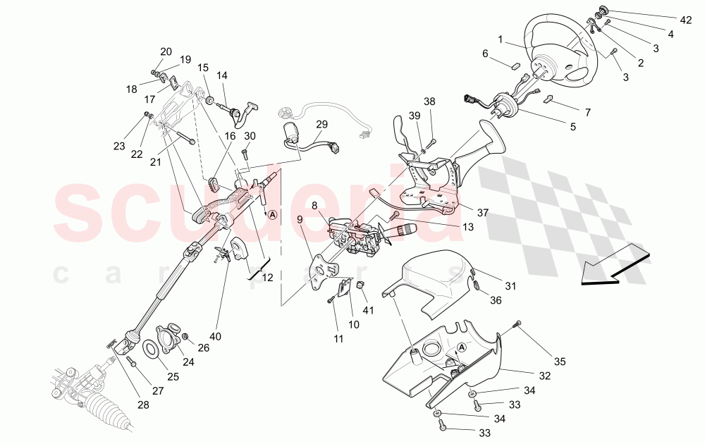 STEERING COLUMN AND STEERING WHEEL UNIT (Available with: "GranSport MC Victory" Version) of Maserati Maserati GranSport Coupe (2005-2007)