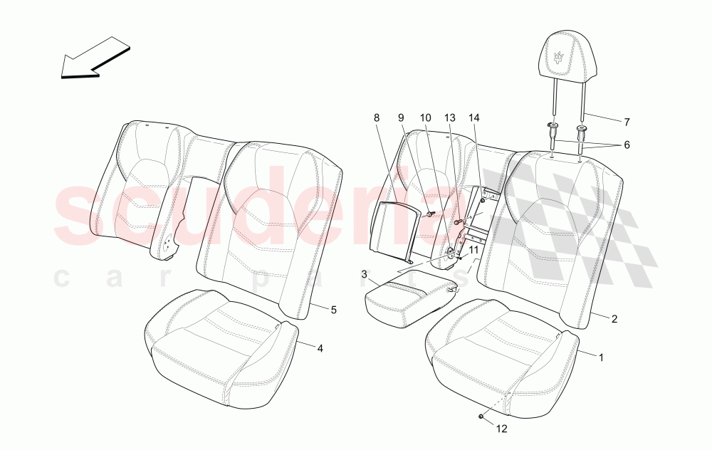 REAR SEATS: TRIM PANELS (Not available with: CENTENNIAL INTERNALS, Special Edition) of Maserati Maserati GranTurismo (2012-2016) Sport Auto