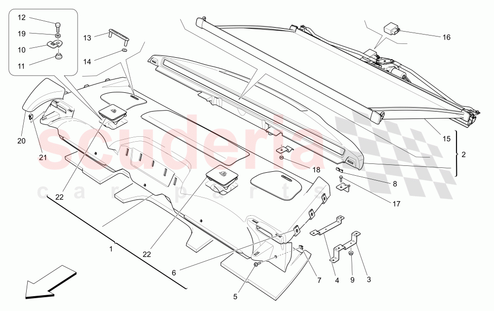 REAR PARCEL SHELF (Available with: COMFORT-LUXURY REAR SEATS WITH CENTRAL CONSOLE) of Maserati Maserati Quattroporte (2013-2016) Diesel