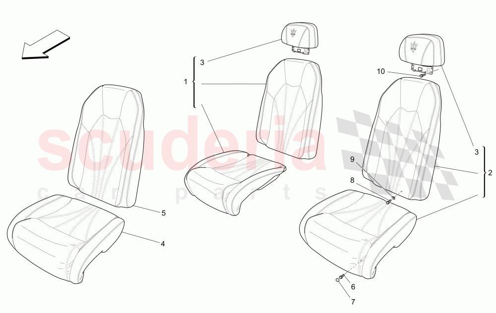 REAR SEATS: TRIM PANELS (Available with: Special EditionNot available with: Sport, GranCabrio FENDI equipment, CENTENNIAL INTERNALS) of Maserati Maserati GranCabrio (2017+) Special Edition