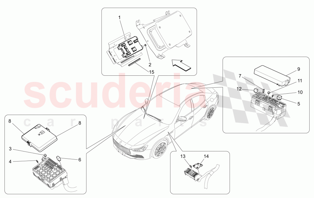RELAYS, FUSES AND BOXES of Maserati Maserati Ghibli (2014-2016)