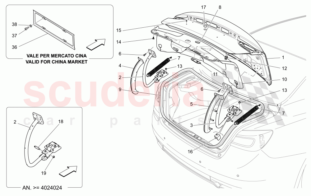 REAR LID (Not available with: POWER LIFTGATE WITH KICK SENSOR) of Maserati Maserati Quattroporte (2013-2016) S V6 410bhp
