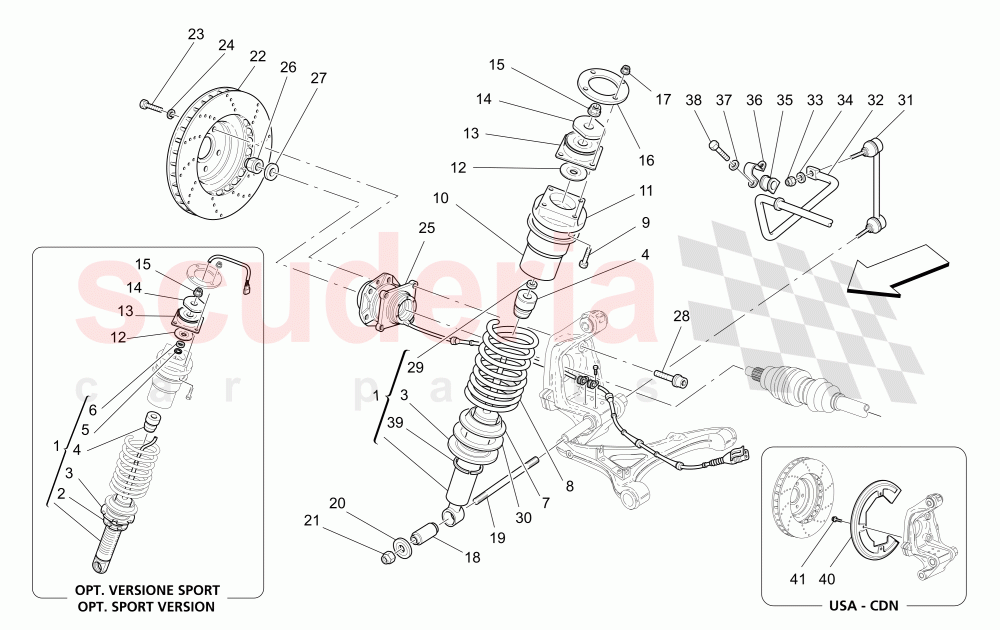 REAR SHOCK ABSORBER DEVICES (Includes brake discs) of Maserati Maserati 4200 Spyder (2005-2007) GT