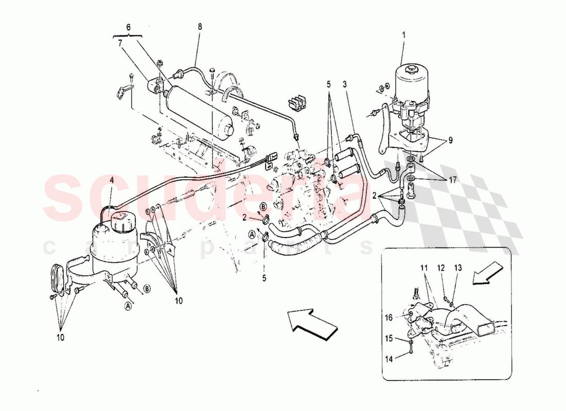 Gearbox Activation Hydraulics; Tank and Pump of Maserati Maserati GranTurismo MC Stradale