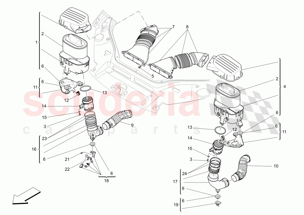 AIR FILTER, AIR INTAKE AND DUCTS of Maserati Maserati Levante (2017+)