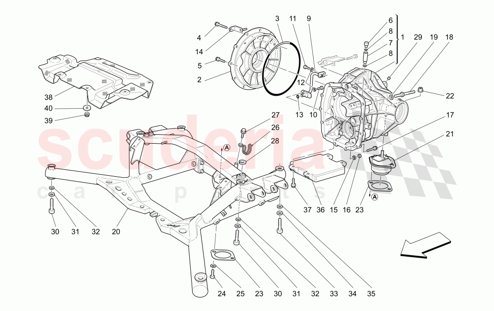 DIFFERENTIAL BOX AND REAR UNDERBODY of Maserati Maserati GranSport Coupe (2005-2007)