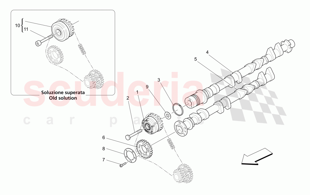 RH CYLINDER HEAD CAMSHAFTS of Maserati Maserati GranTurismo (2012-2016) Sport CC
