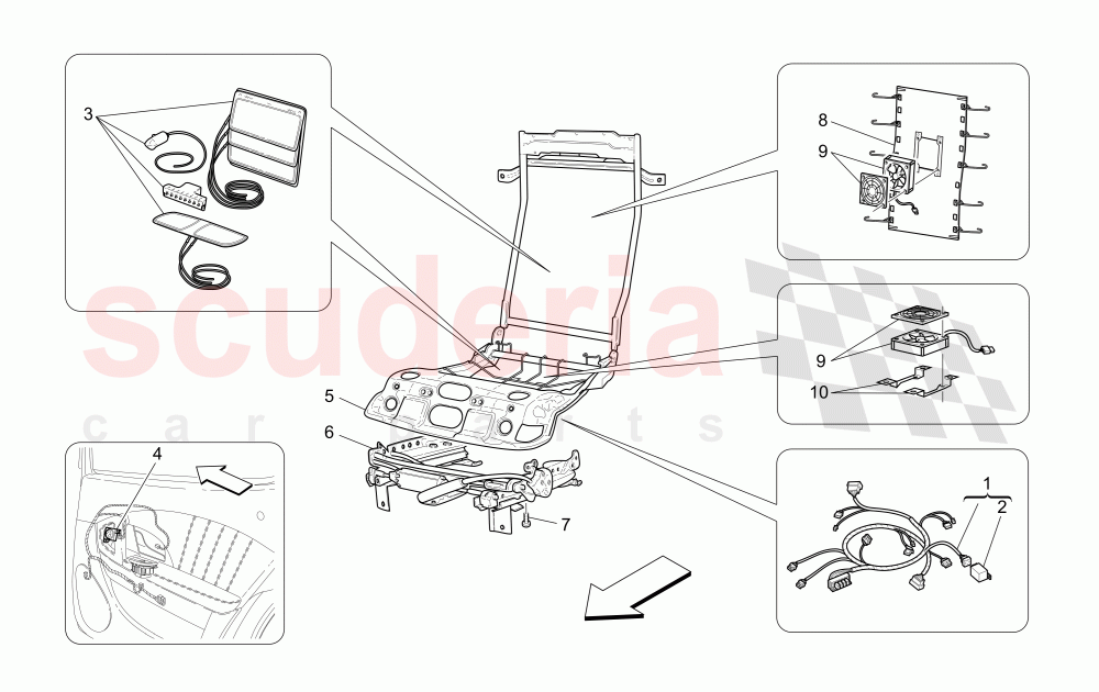 REAR SEATS: MECHANICS AND ELECTRONICS of Maserati Maserati Quattroporte (2003-2007) DuoSelect