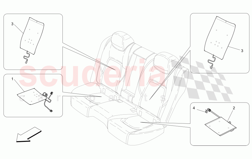 REAR SEATS: MECHANICS AND ELECTRONICS (Not available with: SPORT 8-WAY POWER FRONT SEATS, 12 WAYS WITH MEMORIES FOR LEVANTE MY18/19, SPORT EQUIPMENT) of Maserati Maserati Ghibli (2014-2016) Diesel