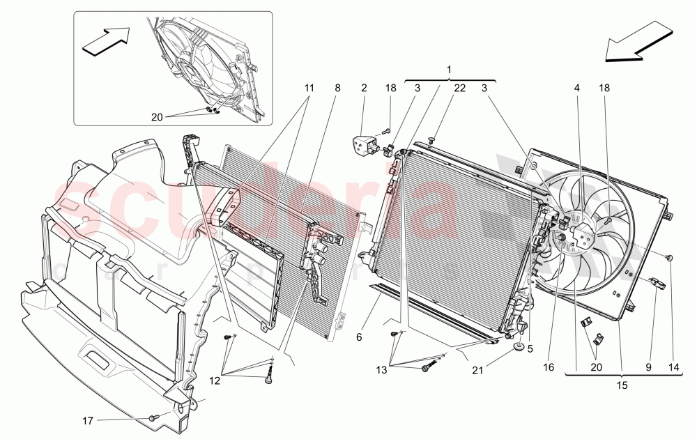 COOLING: AIR RADIATORS AND DUCTS of Maserati Maserati Quattroporte (2017+) S Q4