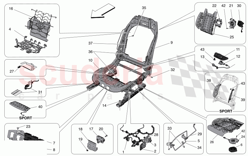 FRONT SEATS: MECHANICS AND ELECTRONICS of Maserati Maserati Grecale GT  Automatic 2.0 T4 4WD 300HP MHEV