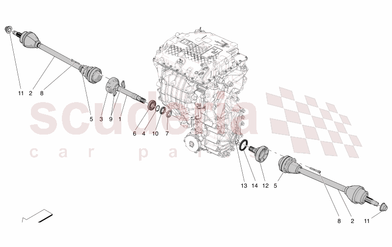 FRONT ELECTRIC AXLE - AXLE SHAFTS of Maserati Maserati GranTurismo M189 FOLGORE  AUTOMATIC 4WD BEV 560 kW