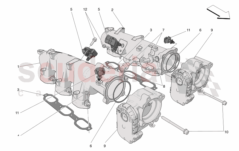 INTAKE MANIFOLD AND THROTTLE BODY of Maserati Maserati GranTurismo M189    AUTOMATIC 4WD 3.0 BT V6 490 HP