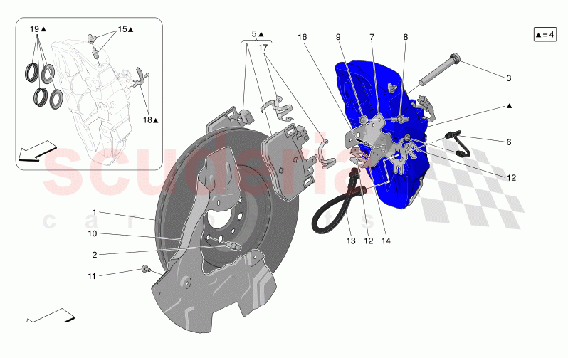 BRAKING DEVICES ON FRONT WHEELS of Maserati Maserati Grecale Modena Automatic 2.0 T4 4WD 250HP MHEV