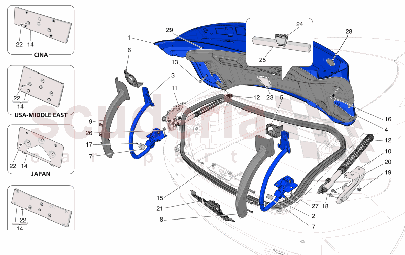 REAR LID of Maserati Maserati GranTurismo M189 MODENA  AUTOMATIC 4WD 3.0 BT V6 490 HP