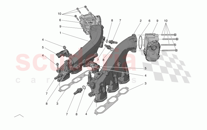 INTAKE MANIFOLD AND THROTTLE BODY of Maserati Maserati MC20 Icona Automatic 3.0 BT V6 2WD 630HP