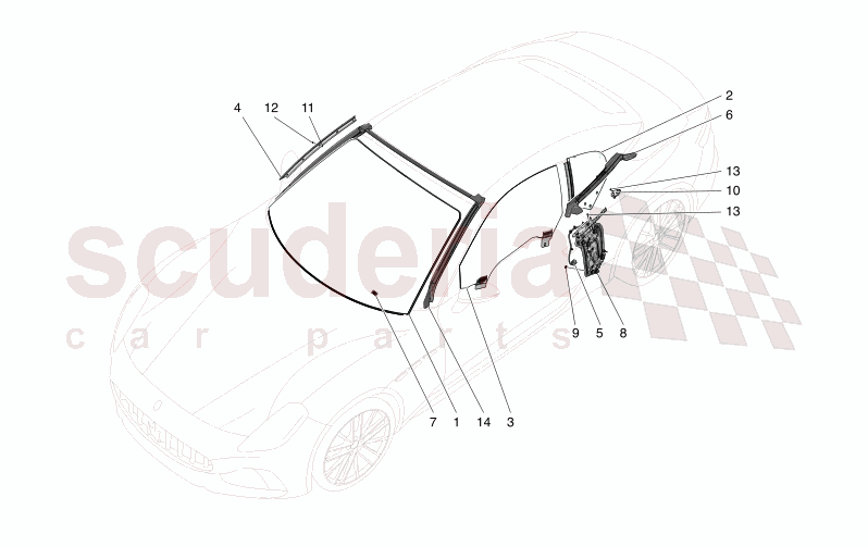 WINDOWS AND WINDOW STRIPS of Maserati Maserati GranCabrio M189 TROFEO  AUTOMATIC 4WD 3.0 BT V6 550 HP