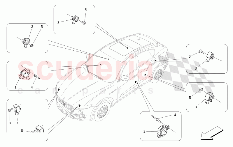 CRASH SENSORS of Maserati Maserati Levante Modena Automatic 3.0 BT V6 4WD 430HP