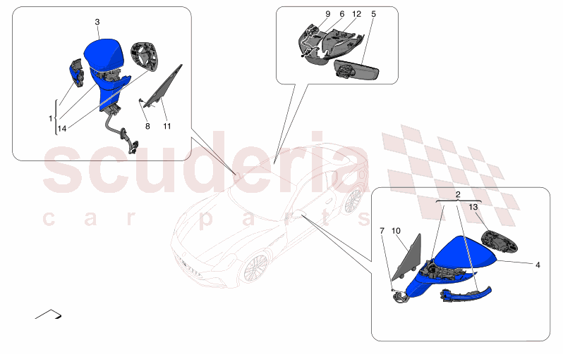 INTERNAL AND EXTERNAL REAR-VIEW MIRRORS of Maserati Maserati GranTurismo M189 MODENA  AUTOMATIC 4WD 3.0 BT V6 490 HP