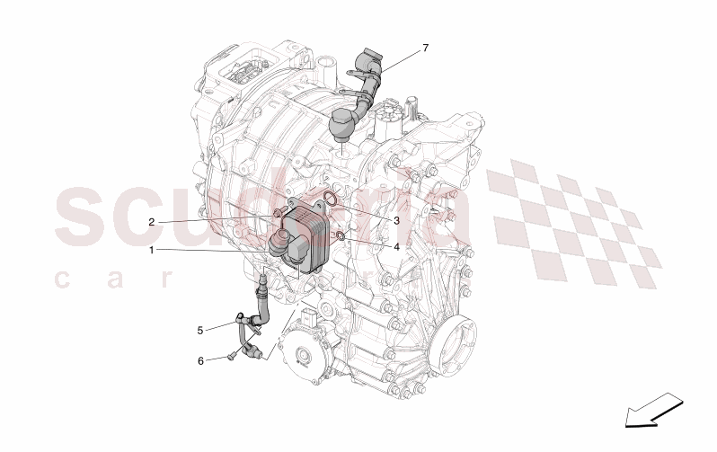 FRONT ELECTRIC AXLE - HEAT EXCHANGER AND PIPES of Maserati Maserati GranTurismo M189 FOLGORE  AUTOMATIC 4WD BEV 560 kW