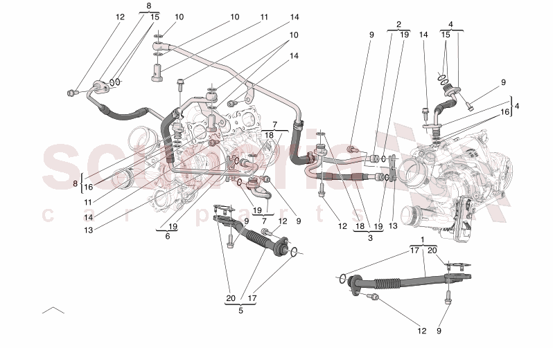 TURBOCHARGING SYSTEM: LUBRICATION AND COOLING of Maserati Maserati GranTurismo M189    AUTOMATIC 4WD 3.0 BT V6 490 HP