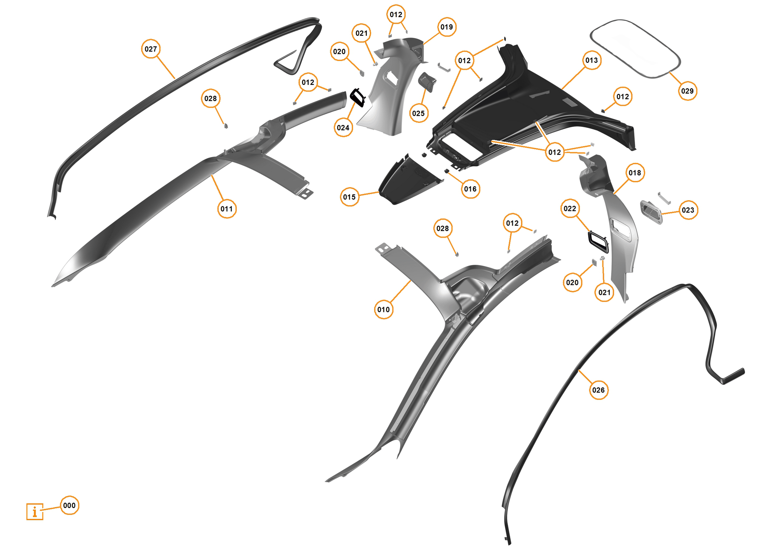49 - INTERIOR SYSTEMS - 49.9 - UPPER TRIM of McLaren McLaren Ultimate Series McLaren P1 Coupe