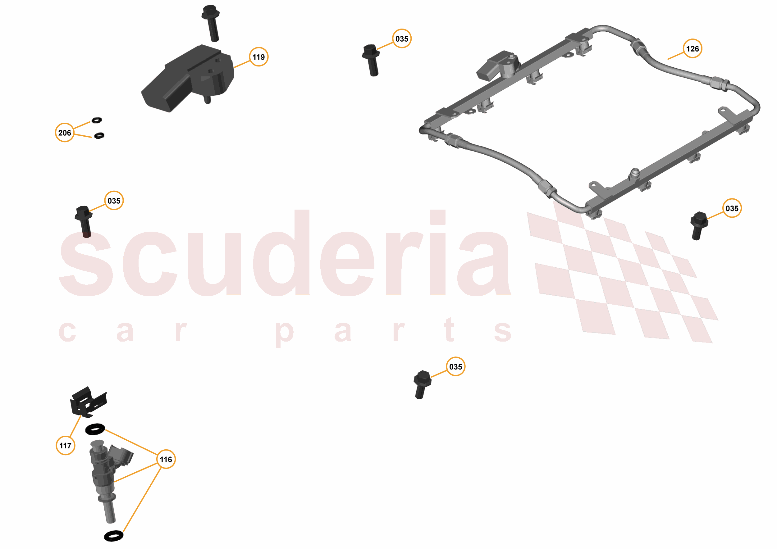 16 - F1 - POWER UNIT - 16.12 - 01 - POWER UNIT - FUEL RAIL + INJECTORS - 625C/650S of McLaren McLaren McLaren 625C Coupe
