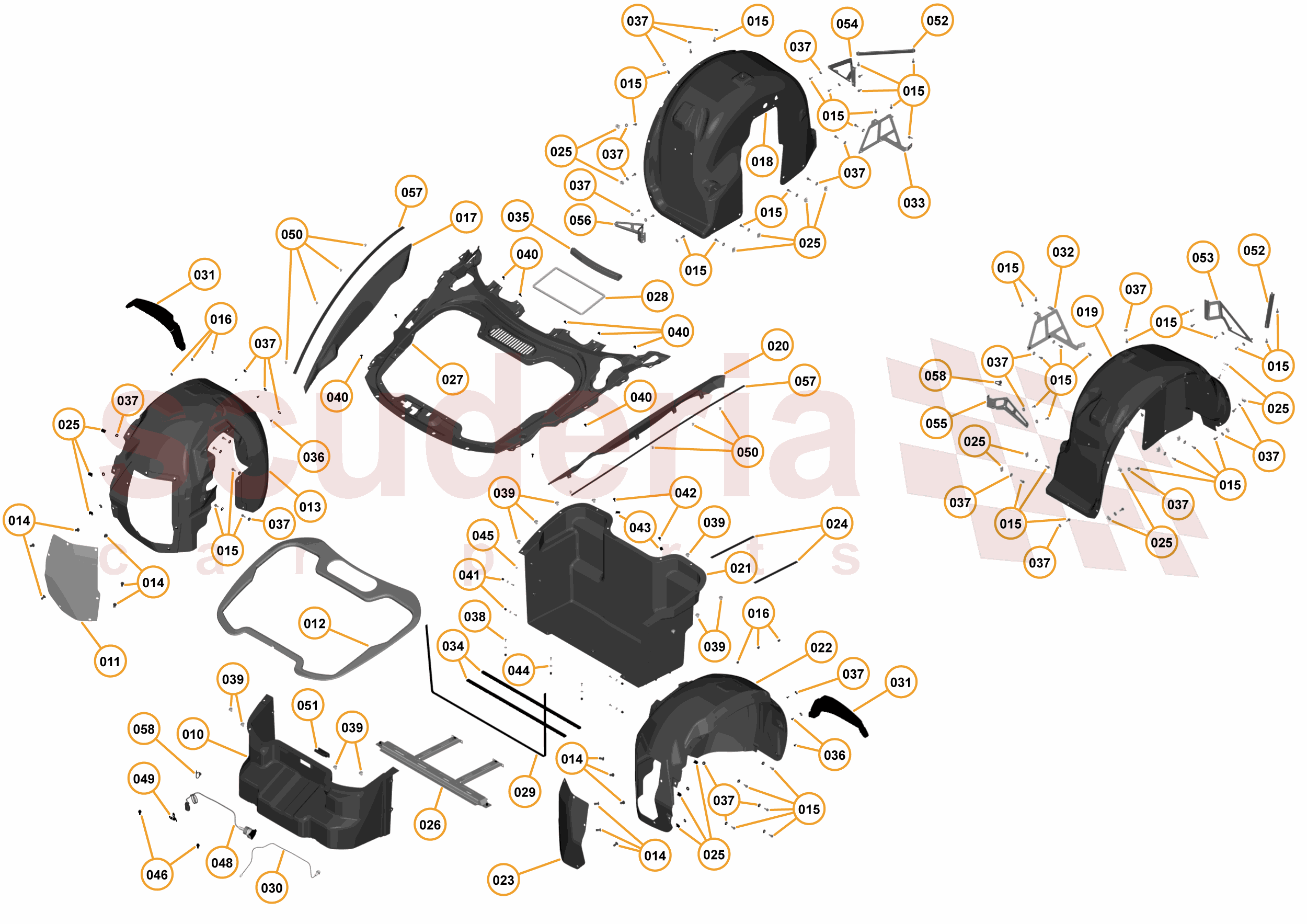 2 - A2 - EXTERIOR TRIM, LIGHTING, AND WIPERS - 2.5 - 03 - LUGGAGE CELL, DUCTS, AND WHEELARCH LINERS of McLaren McLaren McLaren 625C Coupe