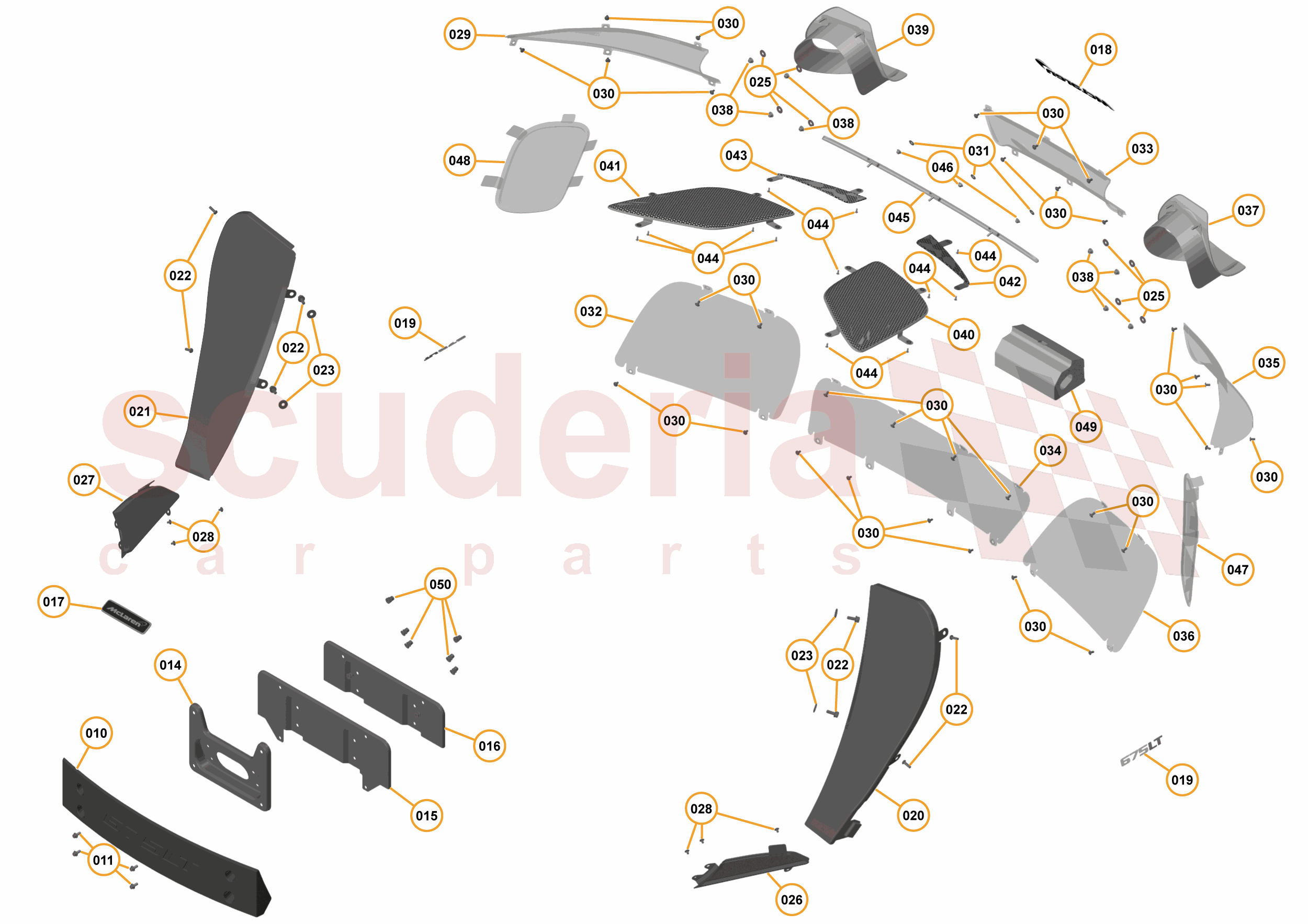 2 - A2 - EXTERIOR TRIM, LIGHTING, AND WIPERS - 2.2 - 02 - FINISHERS, BADGES, GRILLES, AND DECALS of McLaren McLaren McLaren 675LT Coupe