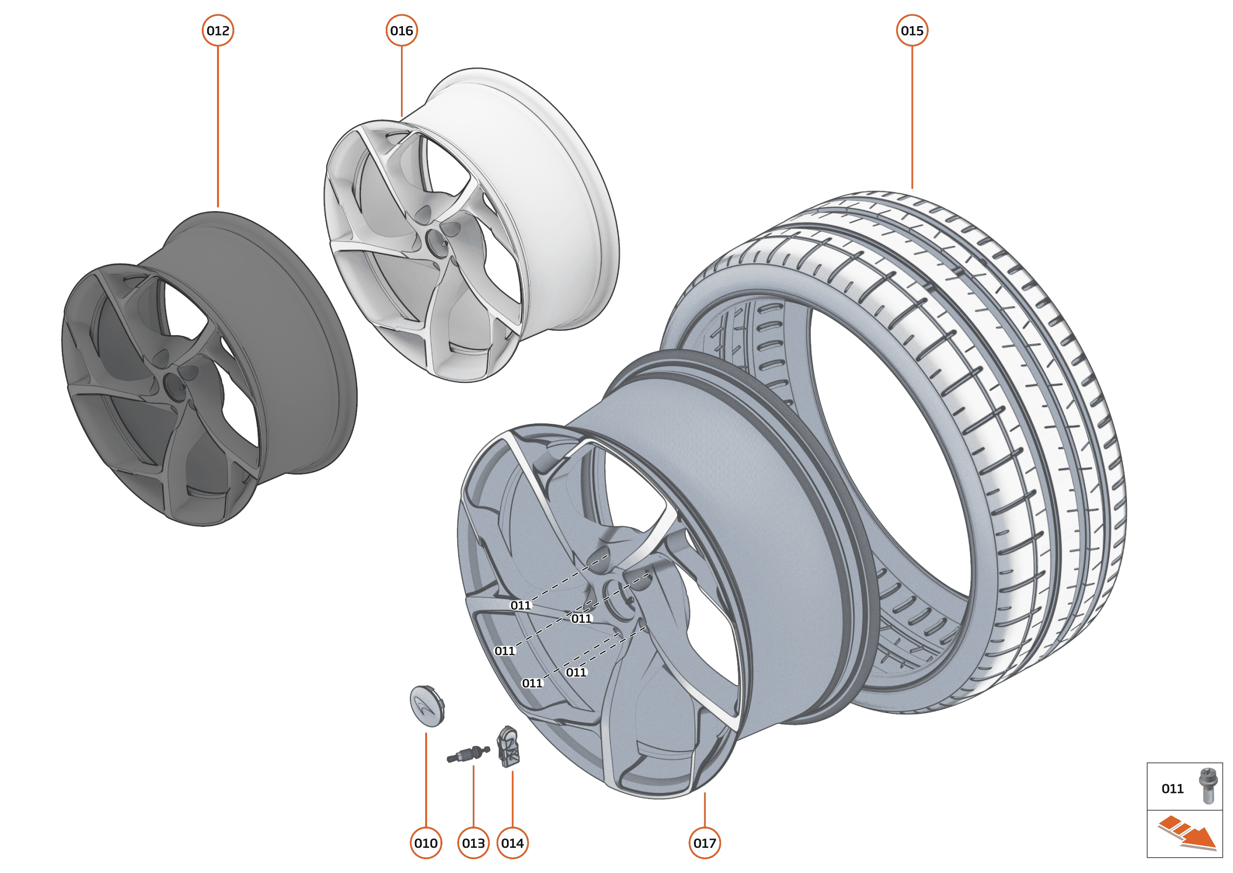 16 - SUSPENSION - 16.11 - WHEEL AND TYRE ASSEMBLIES FRONT RIGHT of McLaren McLaren Ultimate Series McLaren Elva