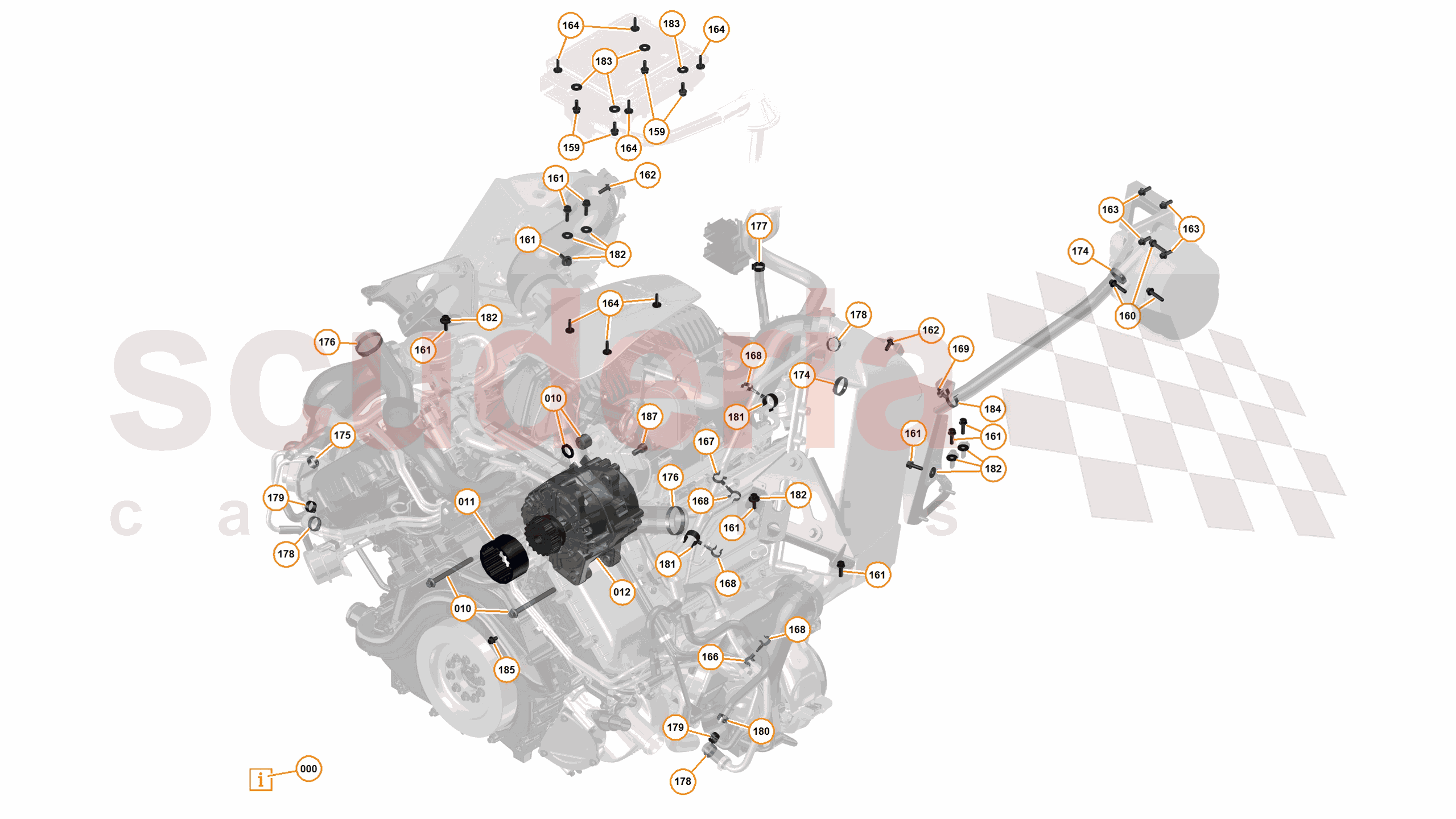 16 - F1 - POWER UNIT - 16.1 - 01 - POWER UNIT - ALTERNATOR + CLIPS (VARIOUS) of McLaren McLaren McLaren 650S Spider