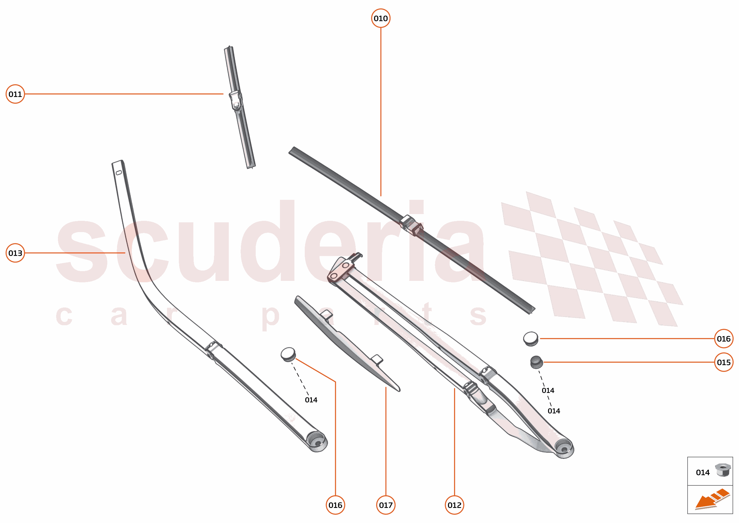 14 - WIPERS & WASHER SYSTEM - 14.2 - WINDSCREEN WIPER ARMS of McLaren McLaren McLaren 765LT Spider