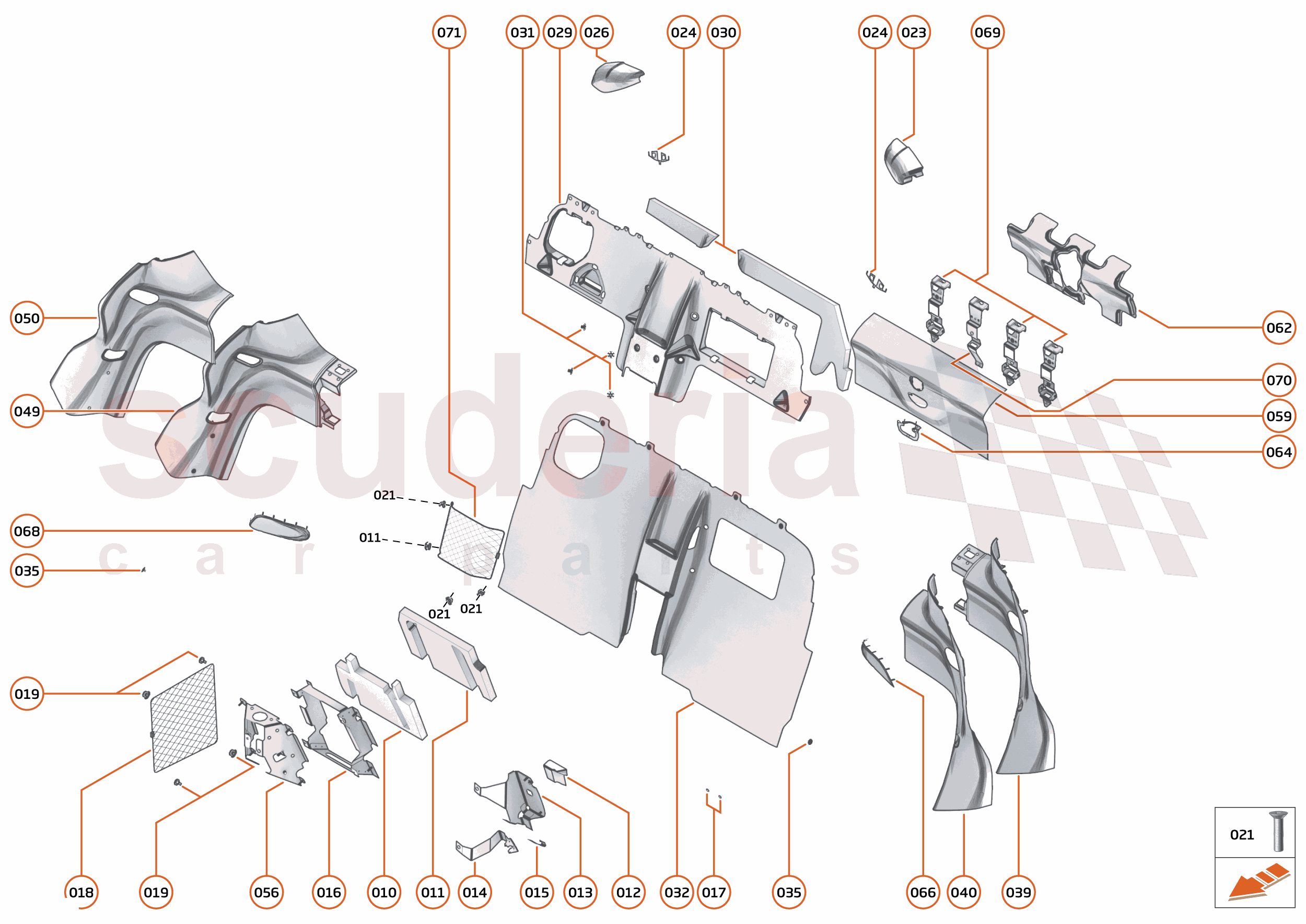 49 - INTERIOR SYSTEMS - 49.11 - LOWER & REAR TRIM - COMPONENTS & HARDWARE of McLaren McLaren McLaren 765LT Spider