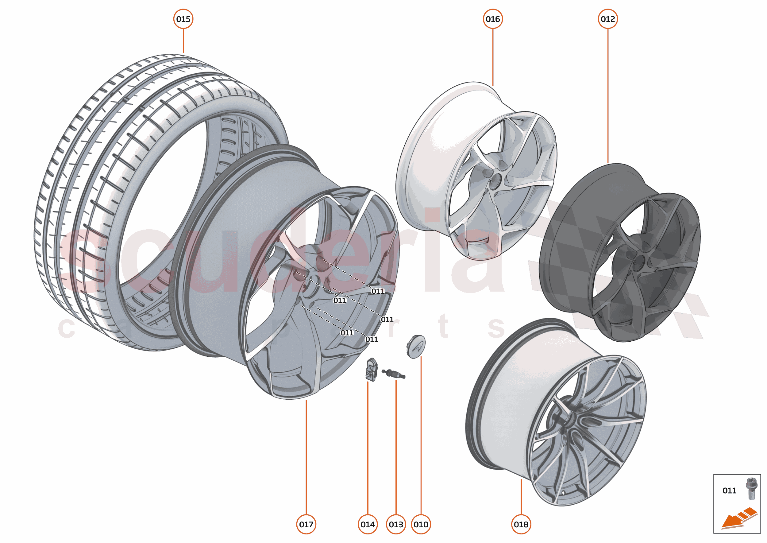 16 - SUSPENSION - 16.12 - WHEEL AND TYRE ASSEMBLIES REAR LEFT of McLaren McLaren Ultimate Series McLaren Elva