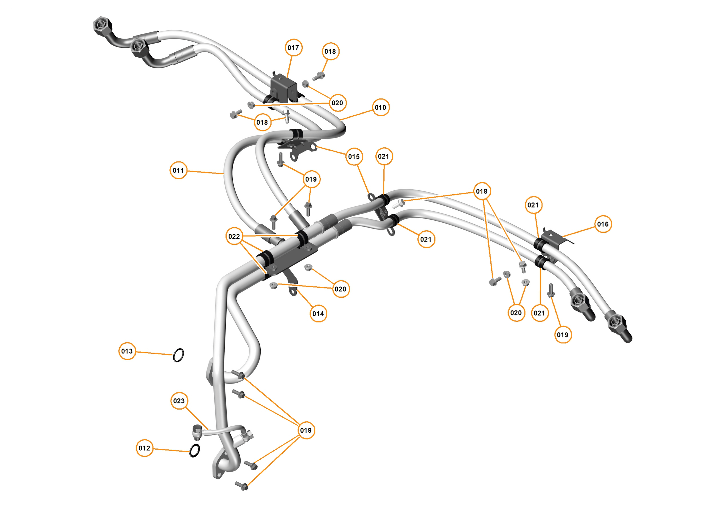39 - TRANSMISSION COOLING SYSTEMS - 39.3 - CLUTCH OIL COOLER FEED AND RETURN PIPES of McLaren McLaren Ultimate Series McLaren P1 Coupe