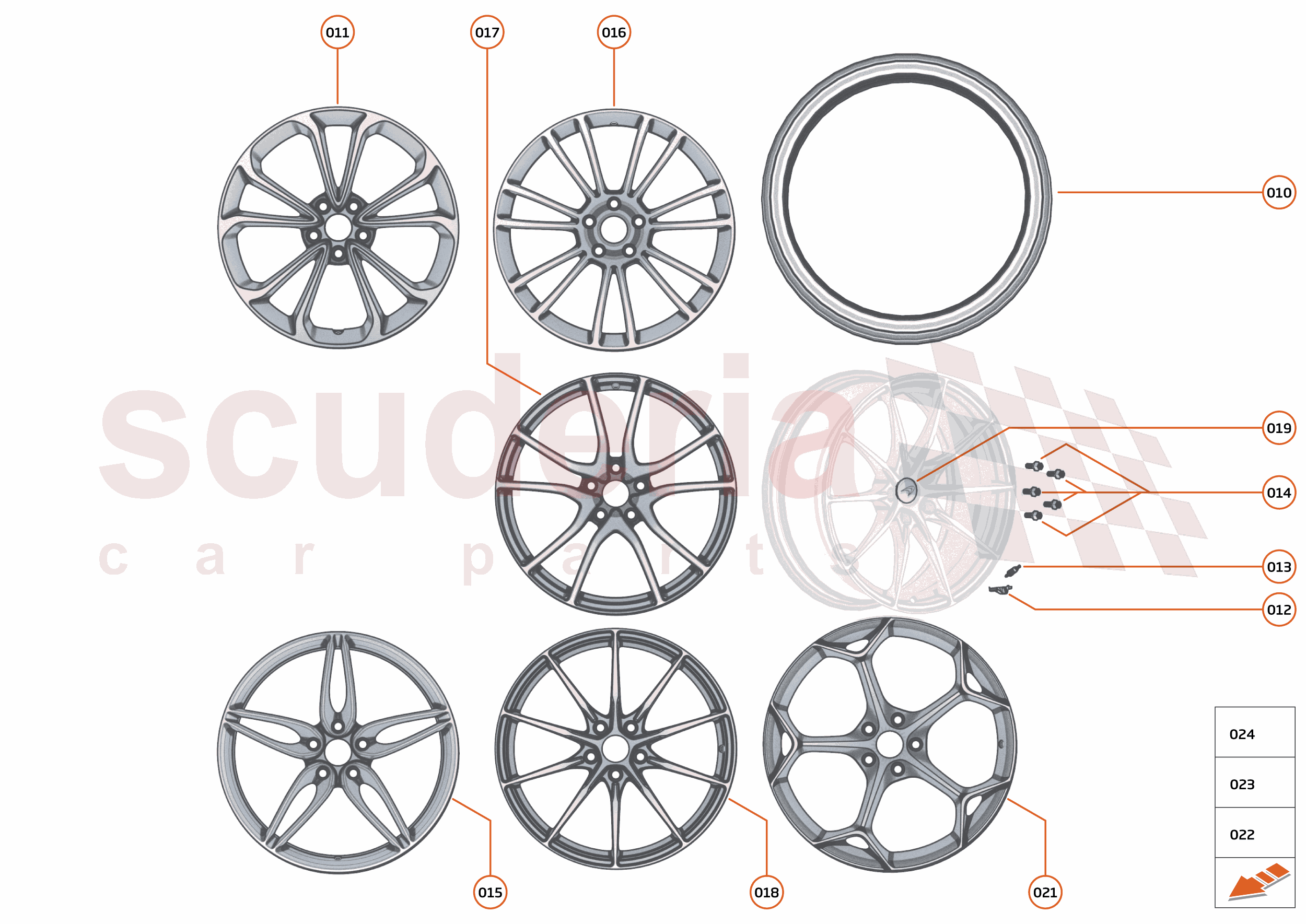 20 - SUSPENSION - WHEELS AND TYRES FRONT - 20.1 - WHEEL AND TYRE ASSEMBLIES FRONT of McLaren McLaren McLaren 600LT
